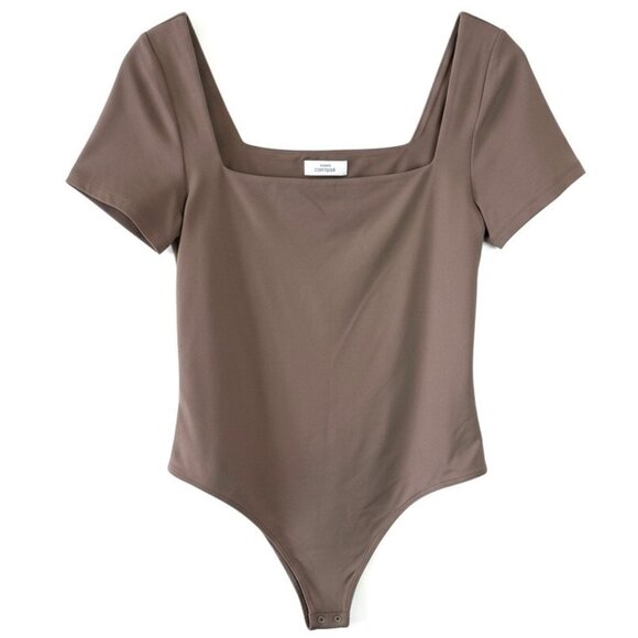 Babaton Contour Squareneck Short Sleeve Bodysuit in Tan Size XL - Picture 2 of 6